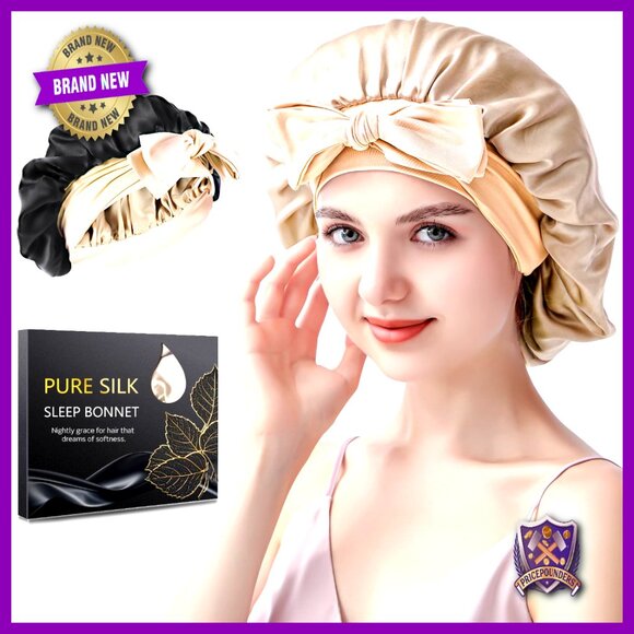 Silk Sleep Bonnet Reversible Double-Layer Adjustable Straps Hair Care